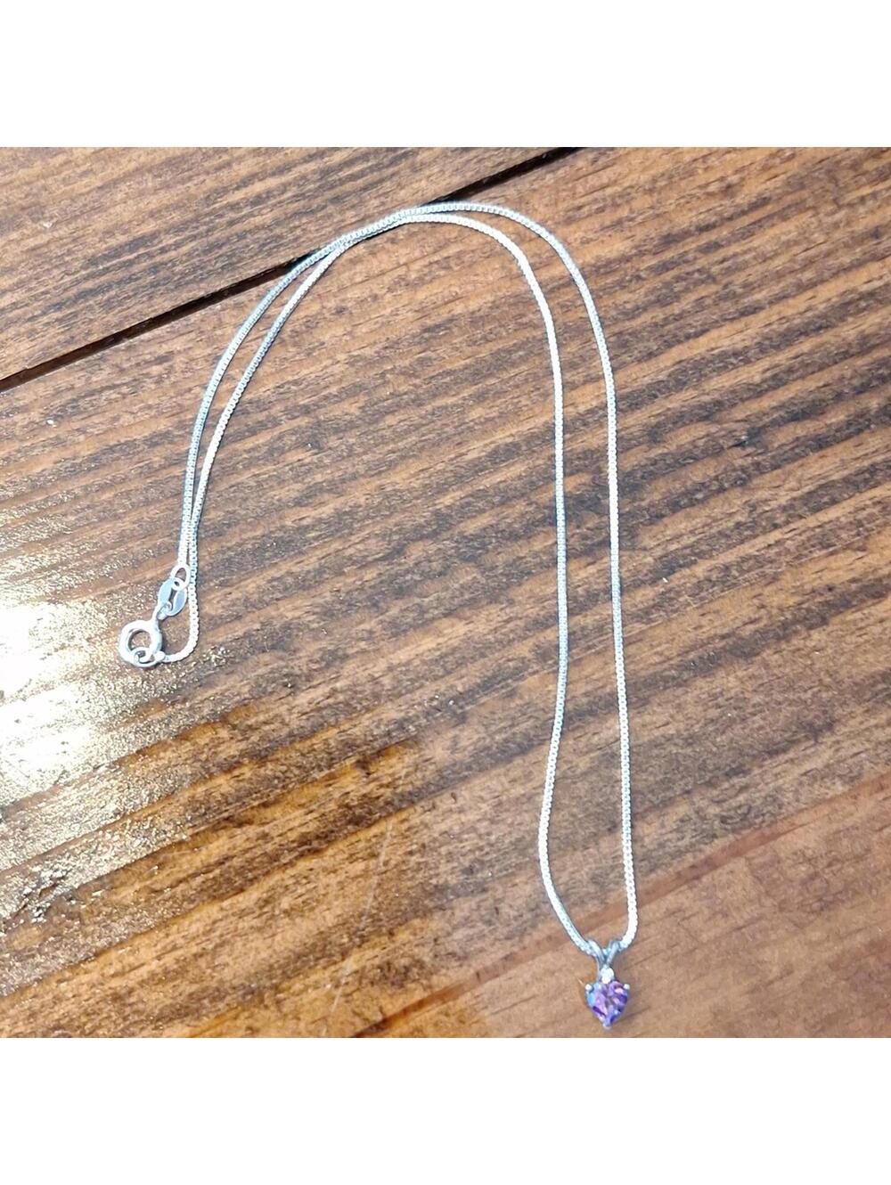 Sterling Silver and Amethyst Heart Pendant Necklace
